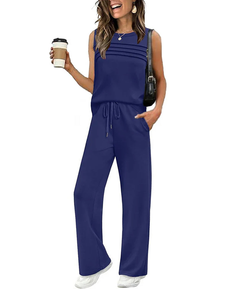 Zweiteiliges Set Plissierte Weste Top