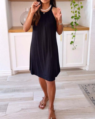 Kleid Lässig Träger Uni Farbe