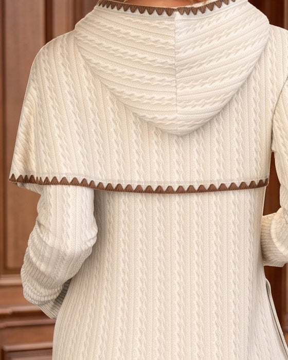 Gestricktes Oberteil Asymmetrisch Farbblockierung Kapuze