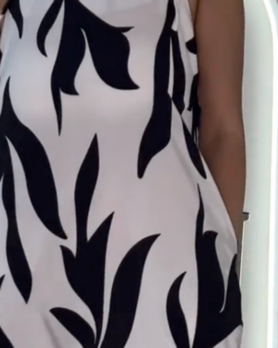 Kleid Lässig Ärmellos Bedruckt