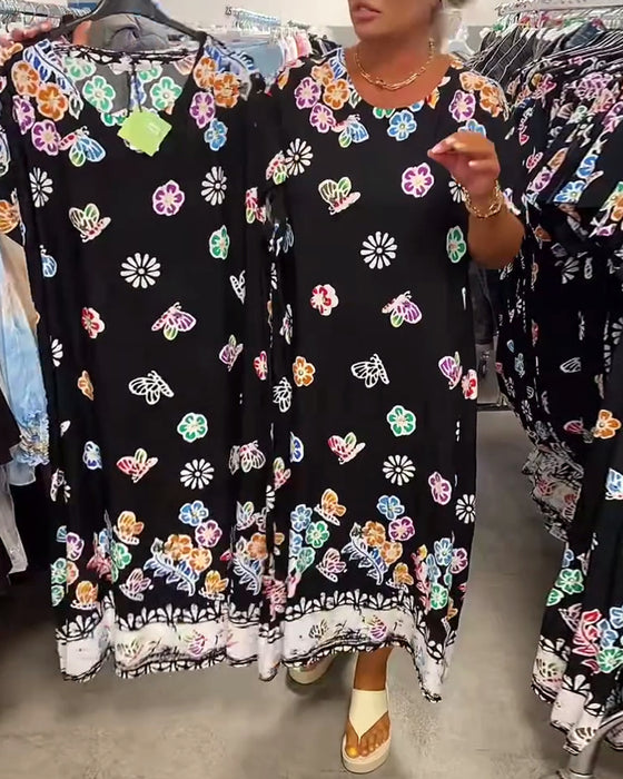 Kleid Oversize Bedruckt Locker