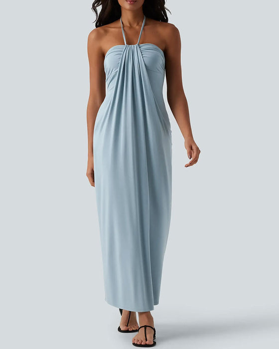 Kleider Halter Drapiert Lang