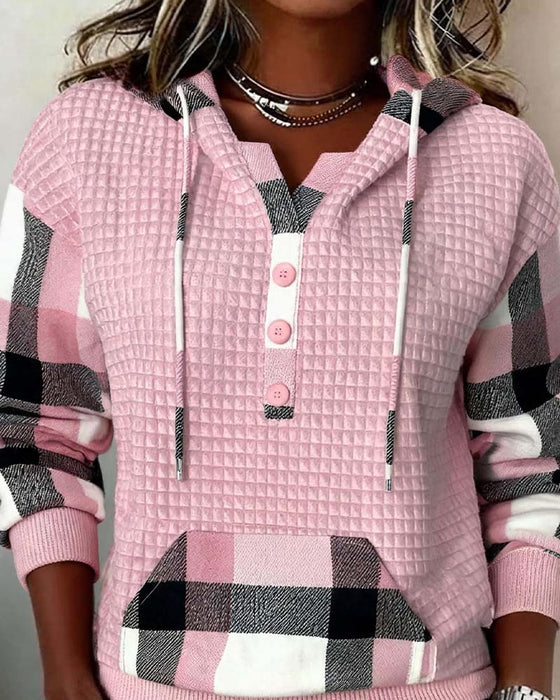 Hoodie Karo Patchwork Lässig