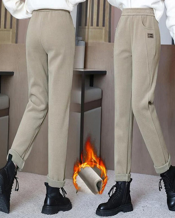 Warme Hochtaillierte Hose mit Wollfutter