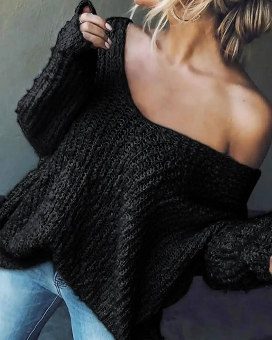 Pullover Ausschnitt Drop Schulter Gestrickt