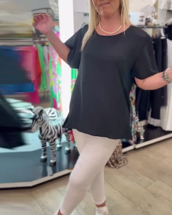 Bluse Rundhalsausschnitt Einfarbig