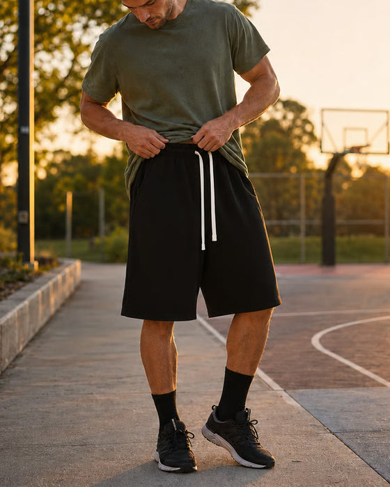 Herren-Shorts Einfarbig Mit Kordelzug
