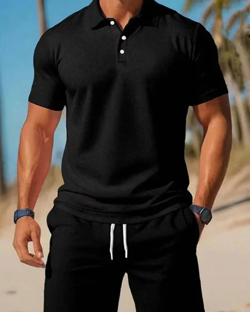 2-Teiliges Polo- Und Shorts-Set Für Herren Für Den Sommer