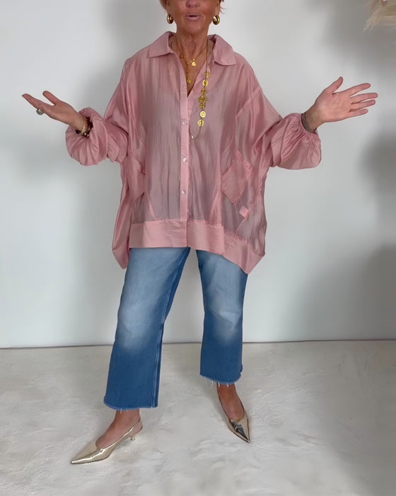 Hemd Laterne Ärmel Sheer Locker