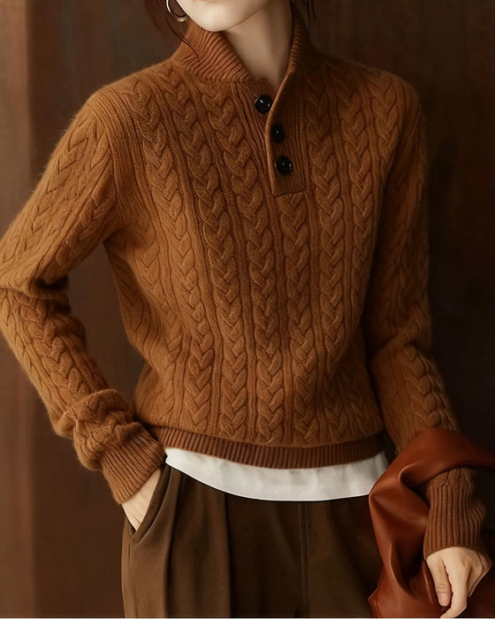 Pullover Stehkragen Zopfmuster