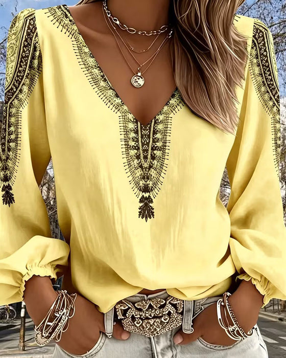 Bluse Puffärmel Bohemian