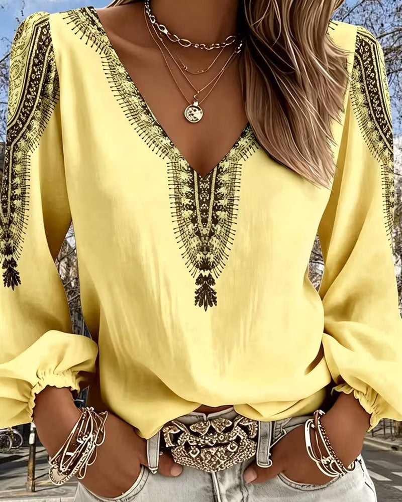 Bluse Puffärmel Bohemian