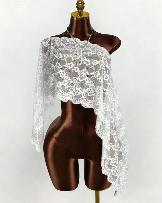 Cover-Ups Sheer Spitze Langarm