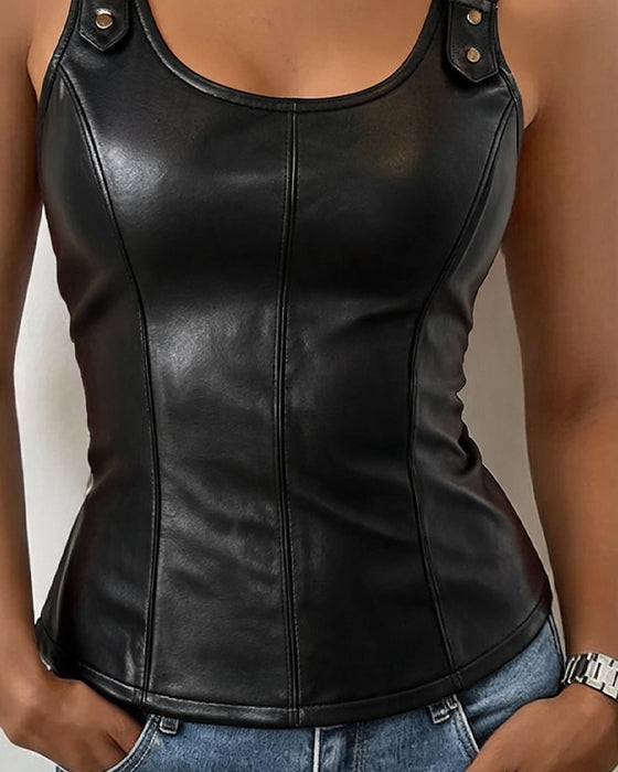 Tank Top U-Ausschnitt Camisole Schmal Geschnitten