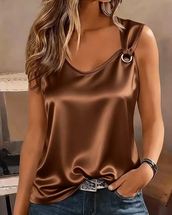Satin Metall Ring Tank Top
