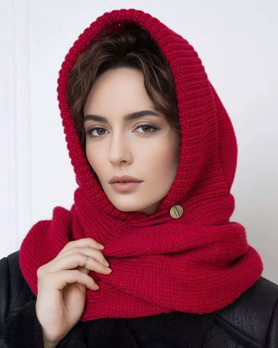 Großhandel Einfarbiger Gestrickter Kapuzenschal