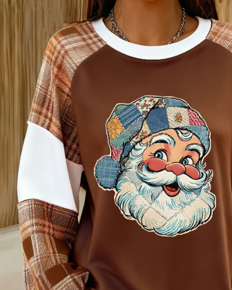 Sweatshirt Karo Weihnachtsdruck Locker