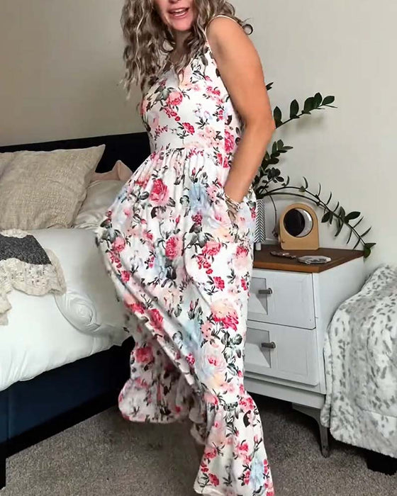 Kleid Gestreift Ärmellos Voll Rock