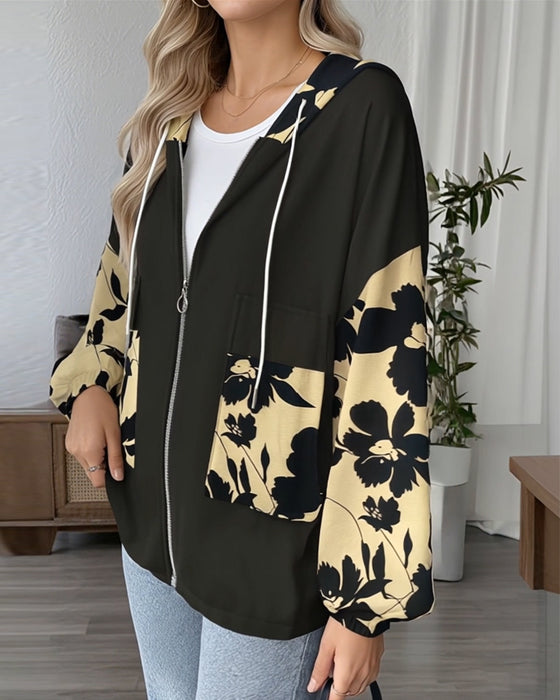 bedruckter Hoodie mit Kordelzug