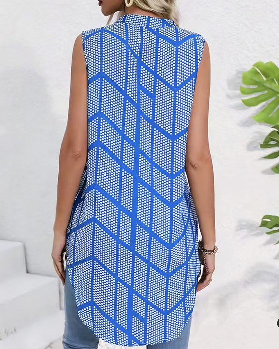 Bluse Geometrisch Print Ärmellos