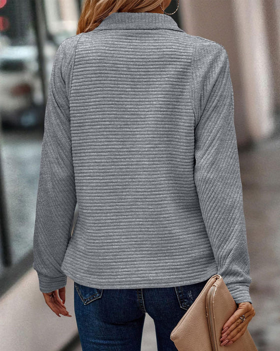 Pullover Mit Einfärbigem Design Und Reißverschluss