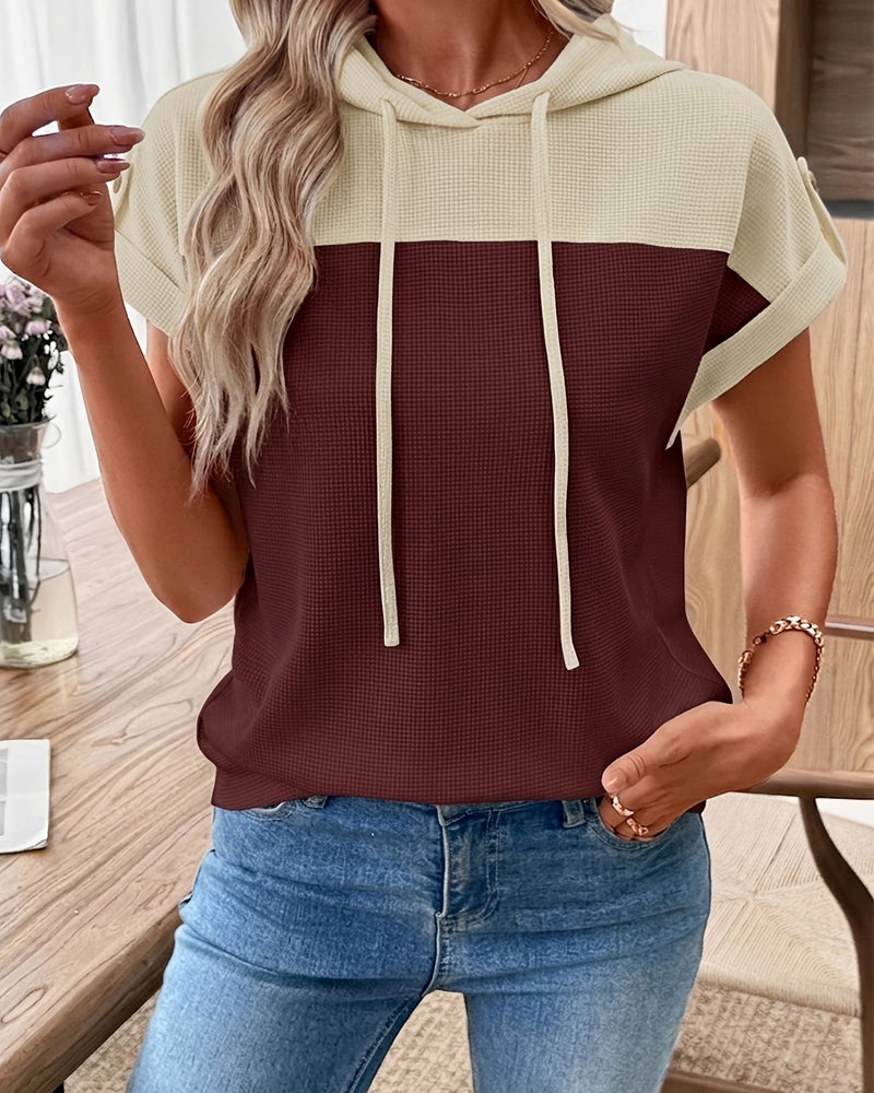 Hoodie Farbblock Kurzarm Lässig