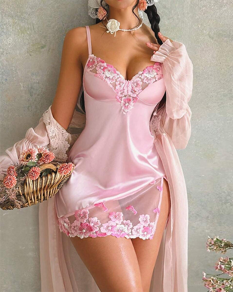 Nachthemd Besticktes Rückenfreies Trägerhemd