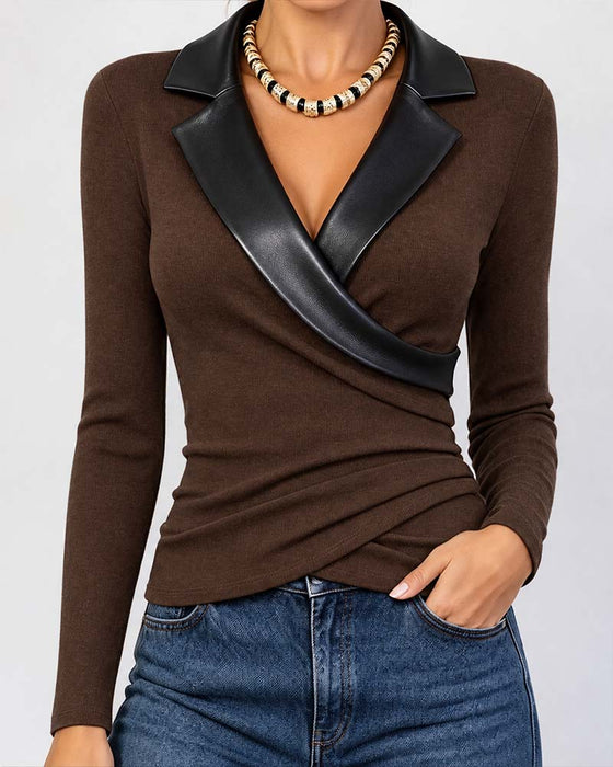 Oberteil Revers Kreuz Langarm