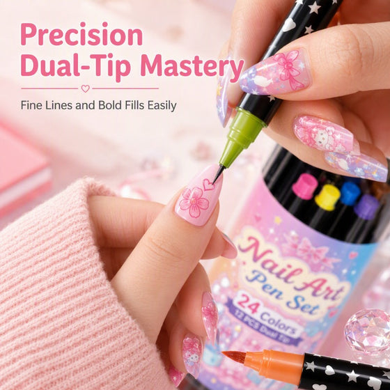 24 Farben Doppelendige Nagelkunststifte Set