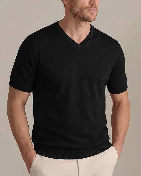 Pullover Mini V-Ausschnitt Lässig Einfarbig