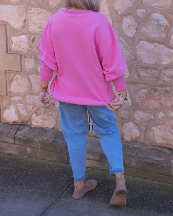 Sweatshirt V-Ausschnitt Einfarbig
