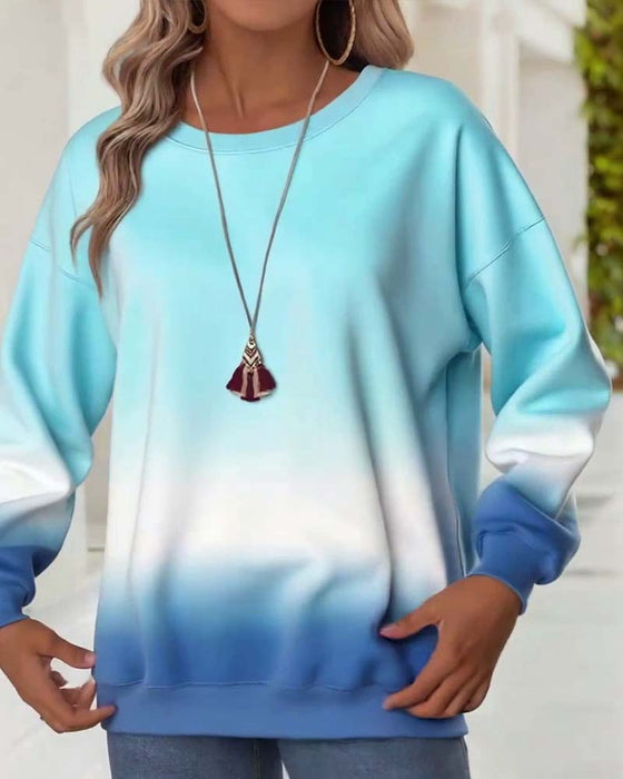 Lässiges Sweatshirt mit Farbverlauf und Rundhalsausschnitt