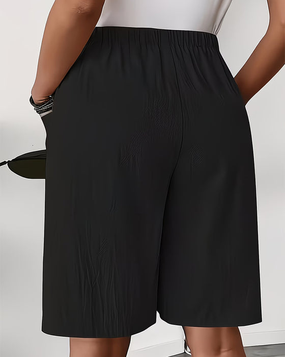 Hose Gefälscht Zweiteilig Schlitz Rock Capri Lässig