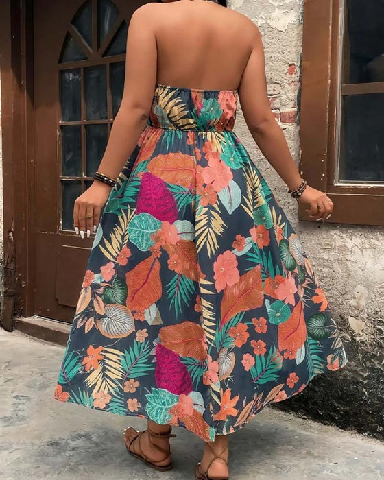 Set V-Ausschnitt Halter Ärmelloses Kleid + Shorts