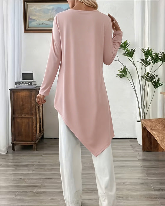 Top Asymmetrisch Midilänge Unifarben