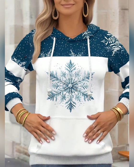 Hoodie casual Schneeflocken-Print