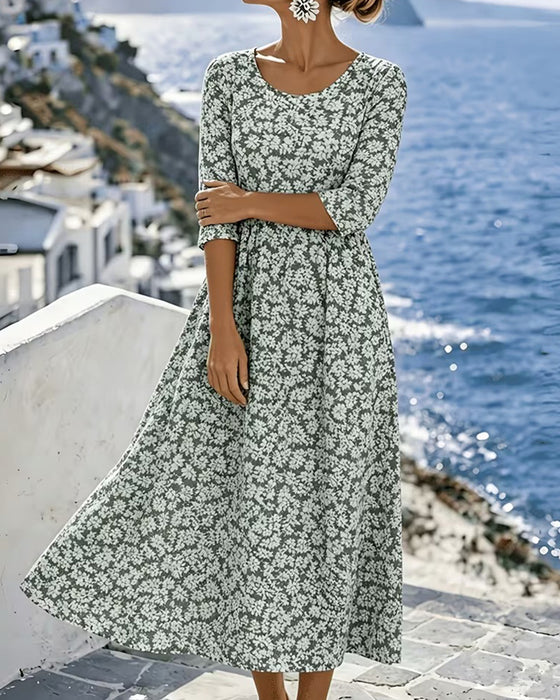 Kleid Rundhals Lässig A-Linie