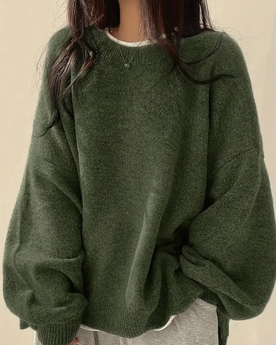 Pullover Rundhals Seite Schlitz