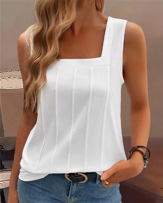Tanktop Weiter Kragen Uni Farbe