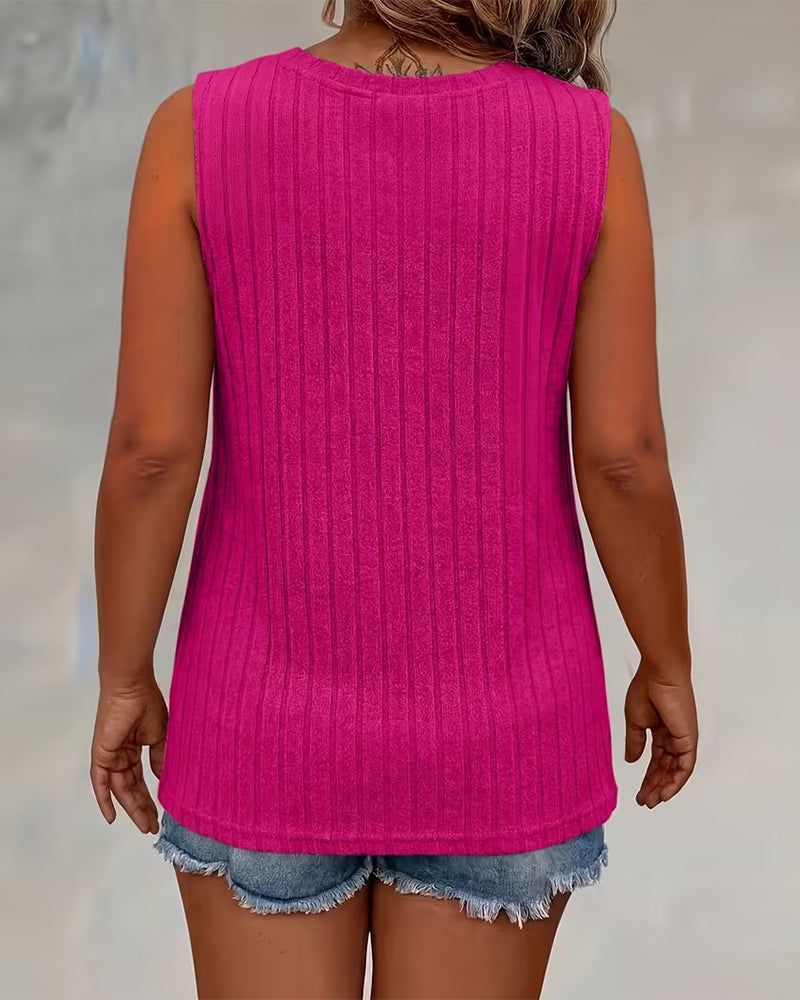 Tanktop V-Ausschnitt Binden Vorne Ärmellos