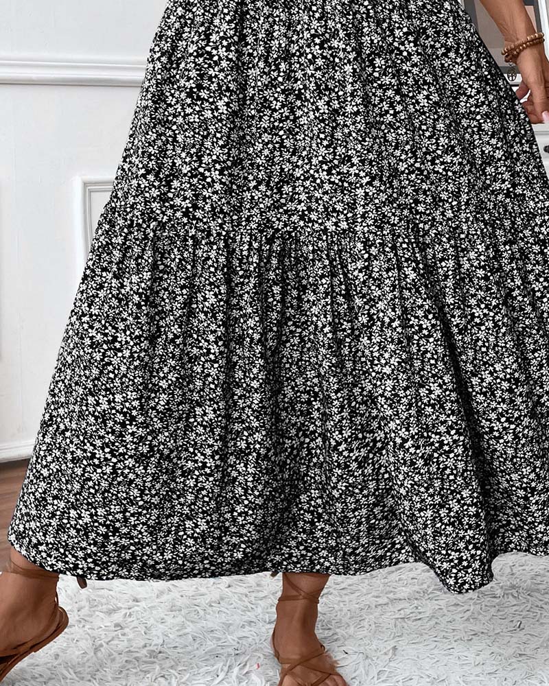 Rock Lagert Kleiner Blumenprint A-Linie Lang