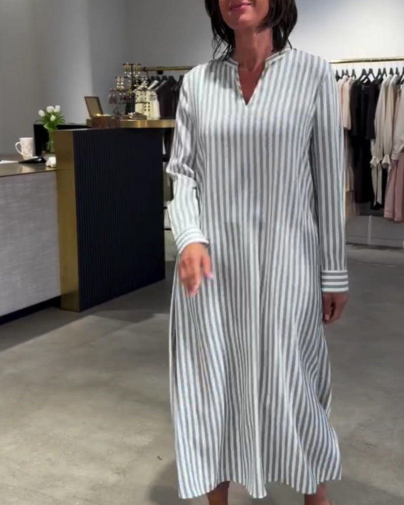 Kleid Gestreifter Seitenschlitz Maxi