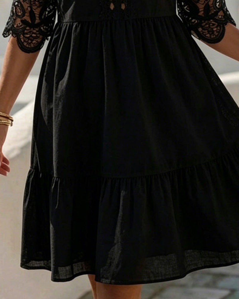 Kleider Spitze Off-Shoulder Gestuft Kurz