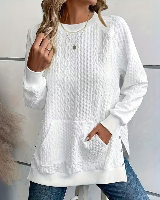 Sweatshirt Mit Tasche Und Gespaltenem-Saum Merkmalen