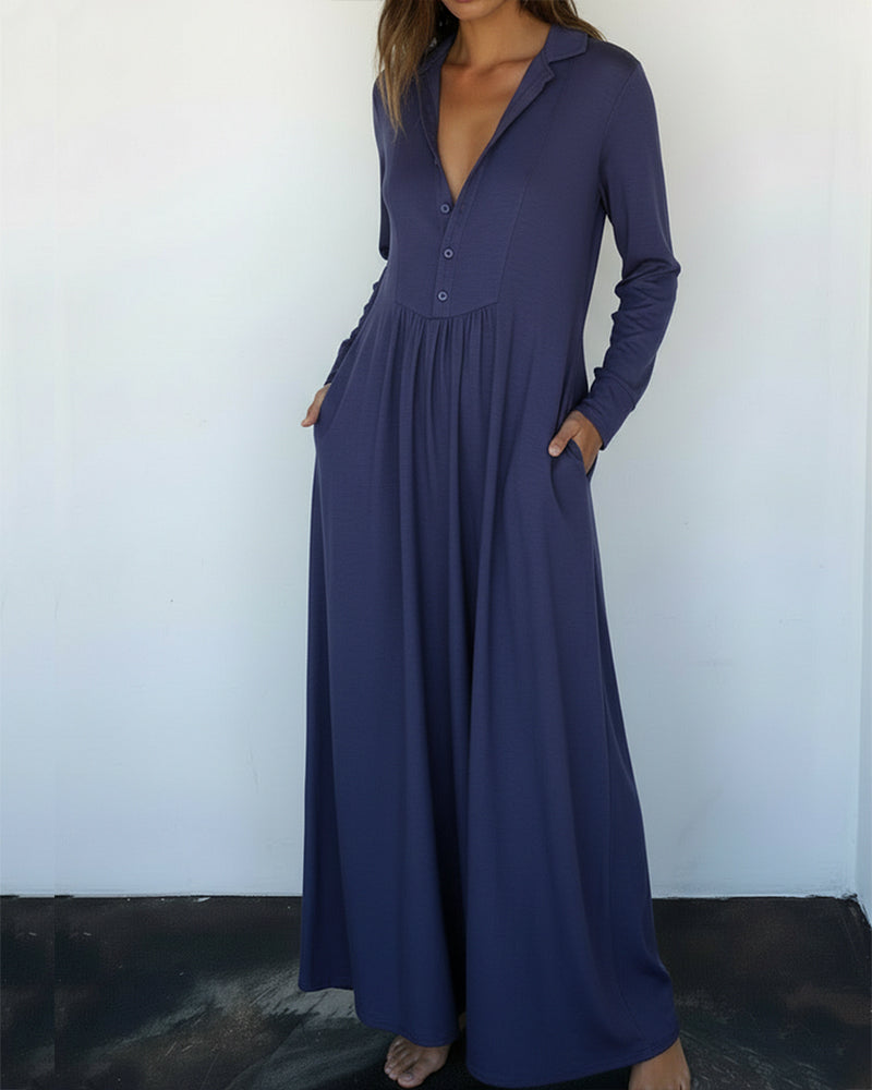 Jumpsuit einfarbig zugeknöpft lässig