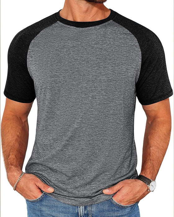 T-Shirt Kontrast Rundhals Herren Tailliert