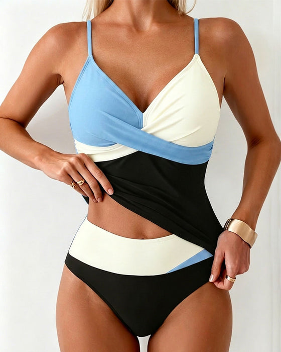 Tankini Hohe Taille Farbblock