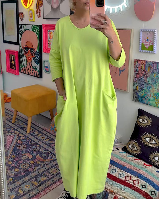 Kleid Kurzarm Tasche T-Shirt