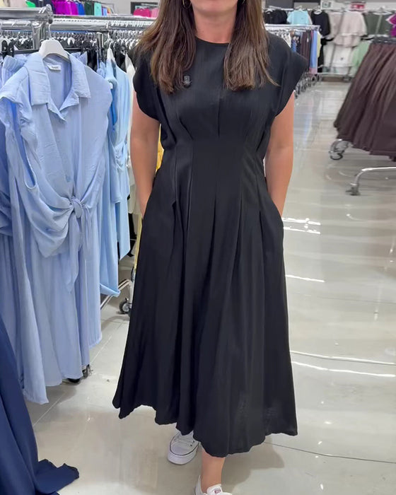Kleid Gerafft Flatterärmel Taille