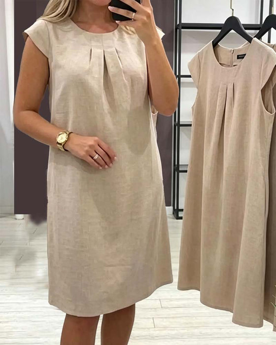 Kleid Schmetterlingsärmel Rundhalsausschnitt Etuikleid